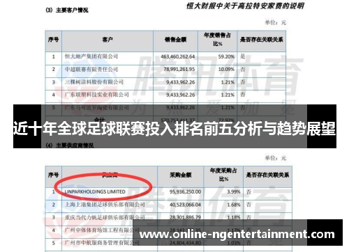 近十年全球足球联赛投入排名前五分析与趋势展望 近十年全球足球联赛投入排名前五分析与趋势展望